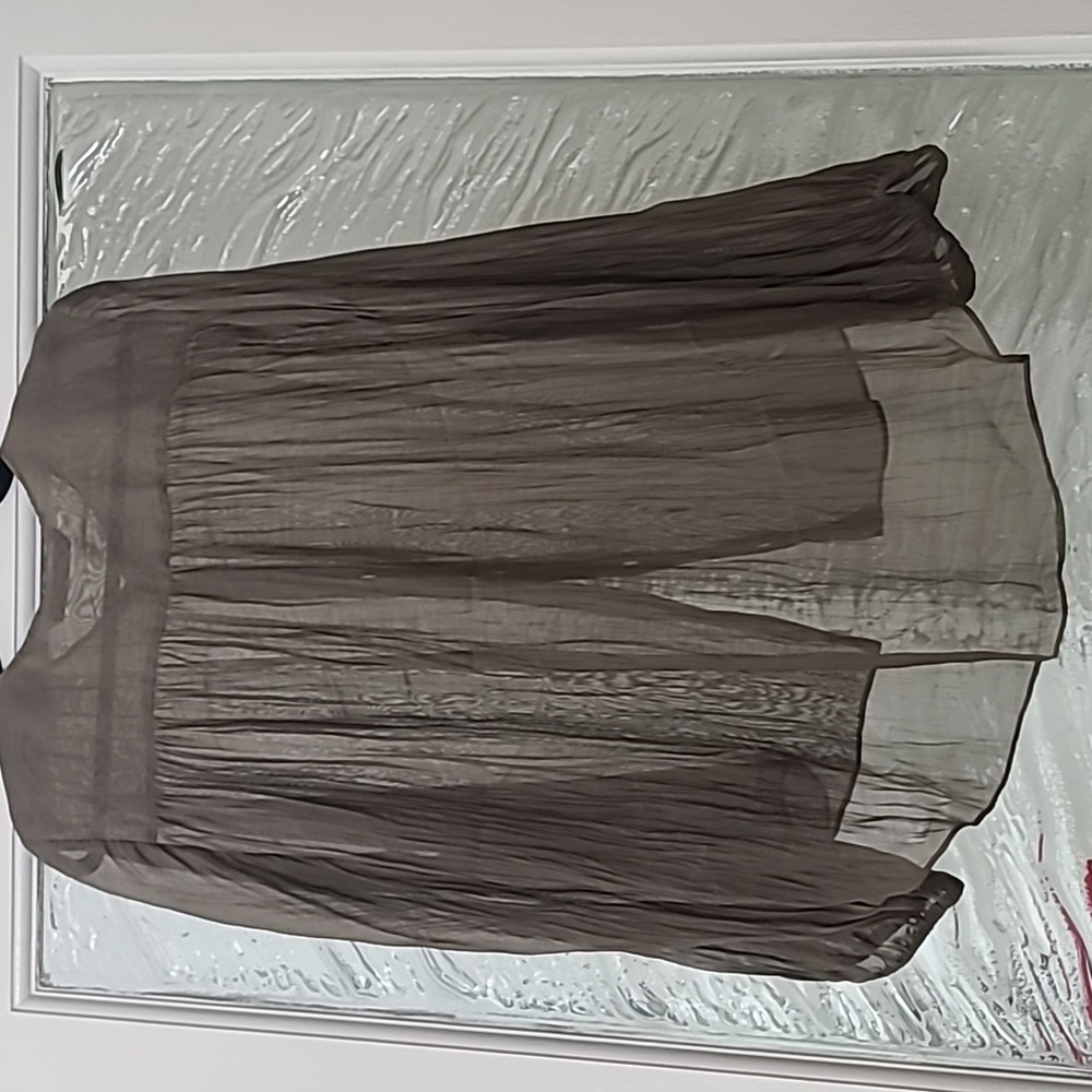 Zara Sheer Mocha Blouse Size XL - Picture 5 of 5